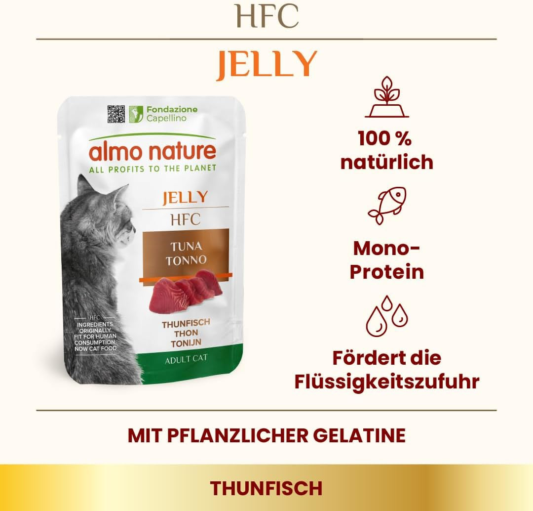 Almo Nature HFC Jelly mokra karma dla kota - z tuńczykiem, opakowanie 24 szt. (24 x 55 g)