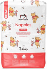 Marka Amazon: pieluszki Mama Bear Disney Ultra Dry, rozmiar 3 (4–9 kg) – pudełko miesięczne, białe, 172 szt. (2 opakowania po 86 szt.)