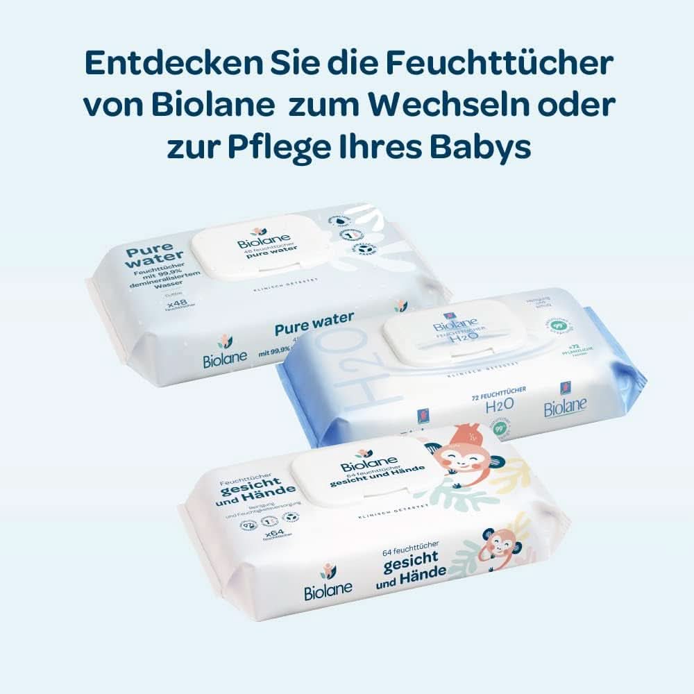 BIOLANE - Baby-Feuchttücher Mit 99,9% Wasser - Czysta woda - Packung Mit 12 X 48 (576 Feuchttücher) - Für Empfindliche Haut - Ab Der Geburt - Duftfrei - Wechseln Und Reinigungspflege Naty Shop