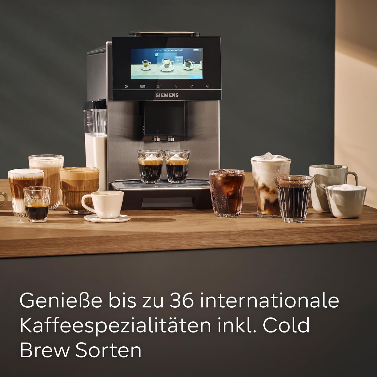 Automatyczny ekspres do kawy Siemens EQ900 TQ903D03, sterowanie z aplikacji, intuicyjny wyświetlacz dotykowy, tryb baristy, AromaBoost, redukcja szumów, młynek Premium, automatyczne czyszczenie parą, 1500 W, stal nierdzewna