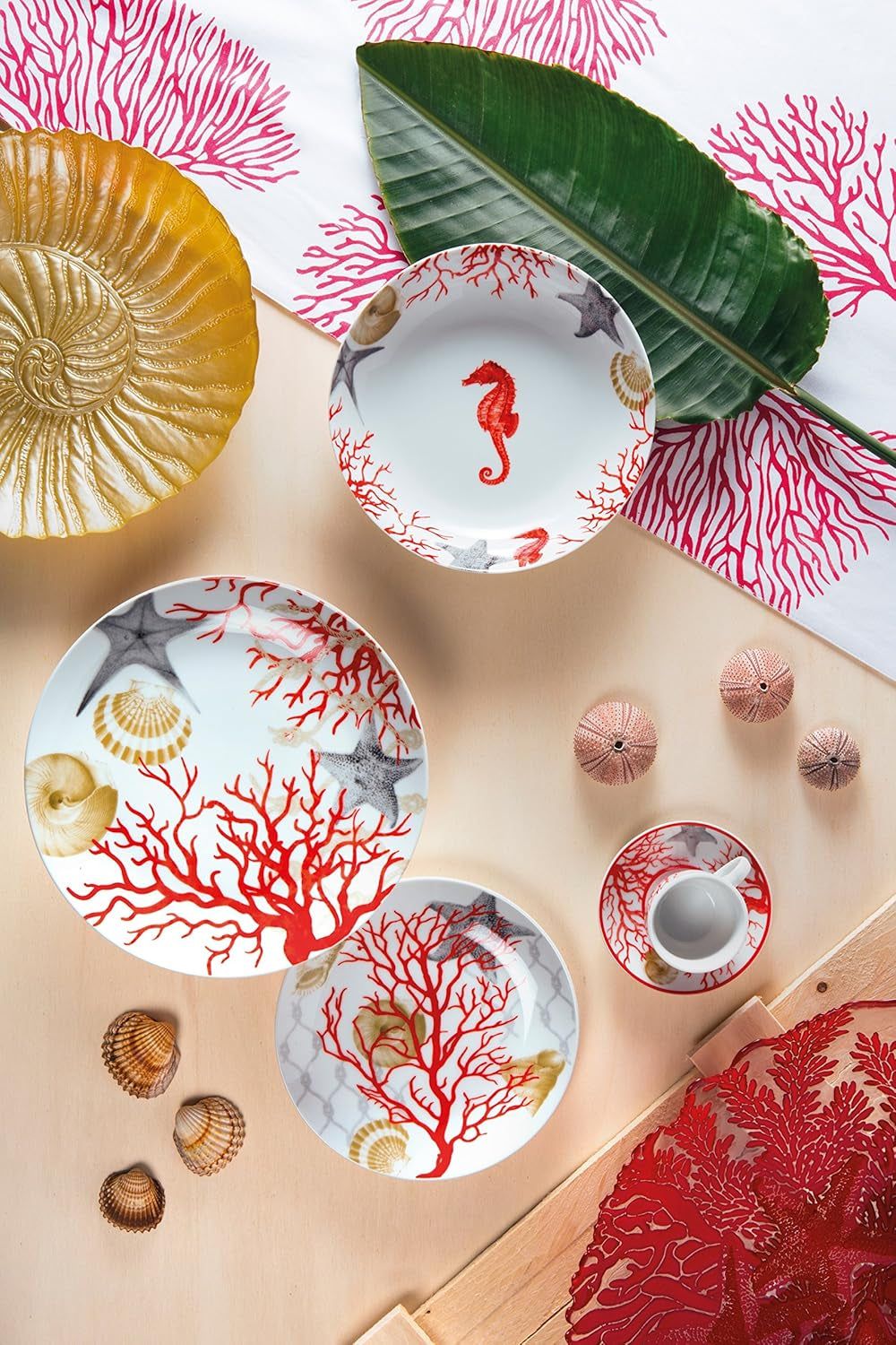 Serwis stołowy Excelsa Coral, 18 sztuk, porcelana, czerwony