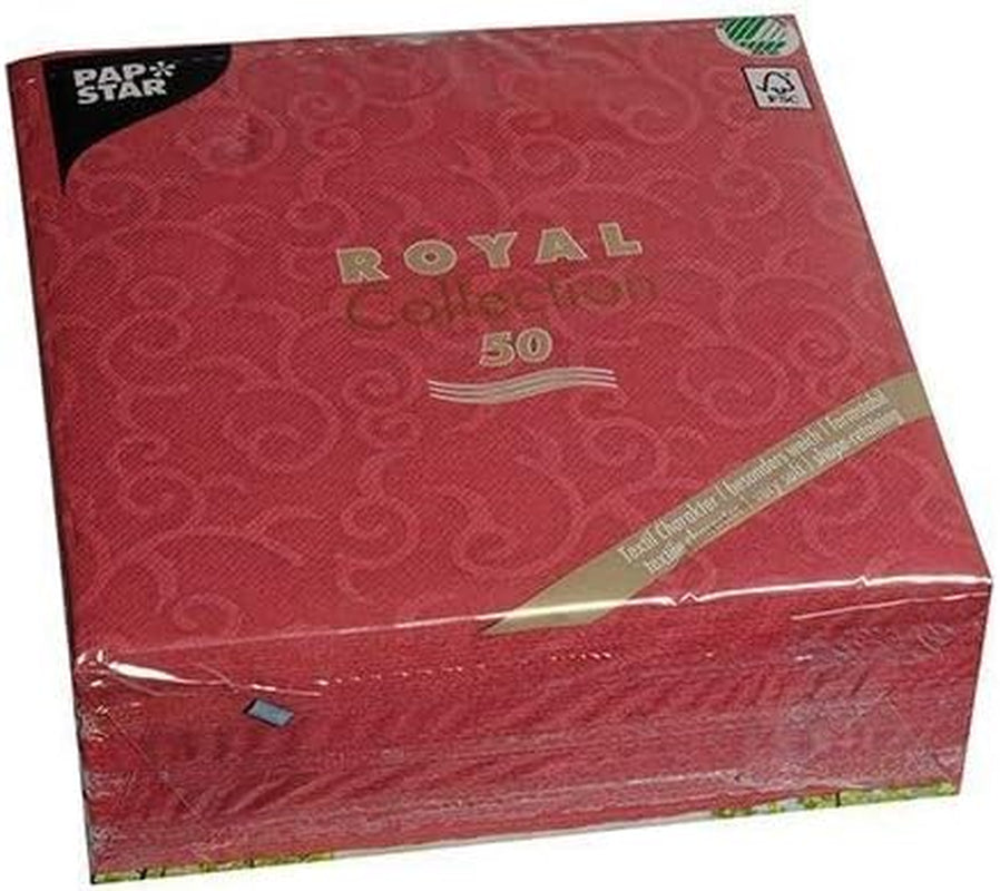 Papstar, 50 serwetek „ROYAL Collection” 1/4 złożenia 40 cm x 40 cm Bordeaux „Casali”, #84880