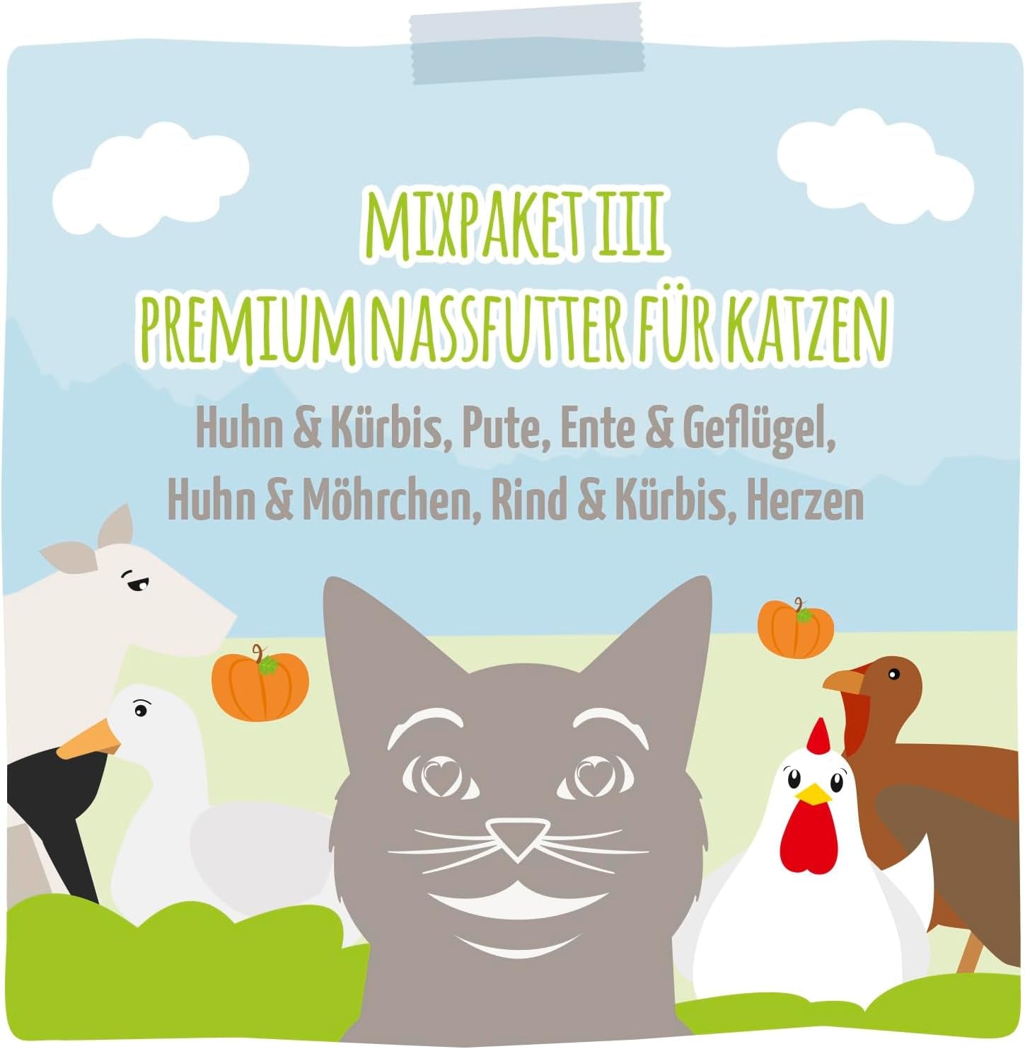MjAMjAM - Mokra karma premium dla kotów - Pyszny zestaw mieszany III Posiłki dla Twojego kota 6 szt. (6 x 200 g) bez zbóż z dodatkowym mięsem