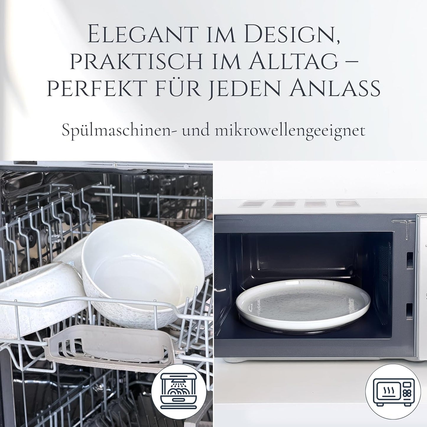 48-częściowy zestaw obiadowy z kamionki ceramicznej dla 12 osób, projekt Ibiza, ZWYCIĘZCA TESTU. Wspaniały śródziemnomorski zestaw zastawy stołowej z kamionki ceramicznej, zawierający miski i talerze. Zestaw zastawy stołowej Pure Living w kolorze beżowym.