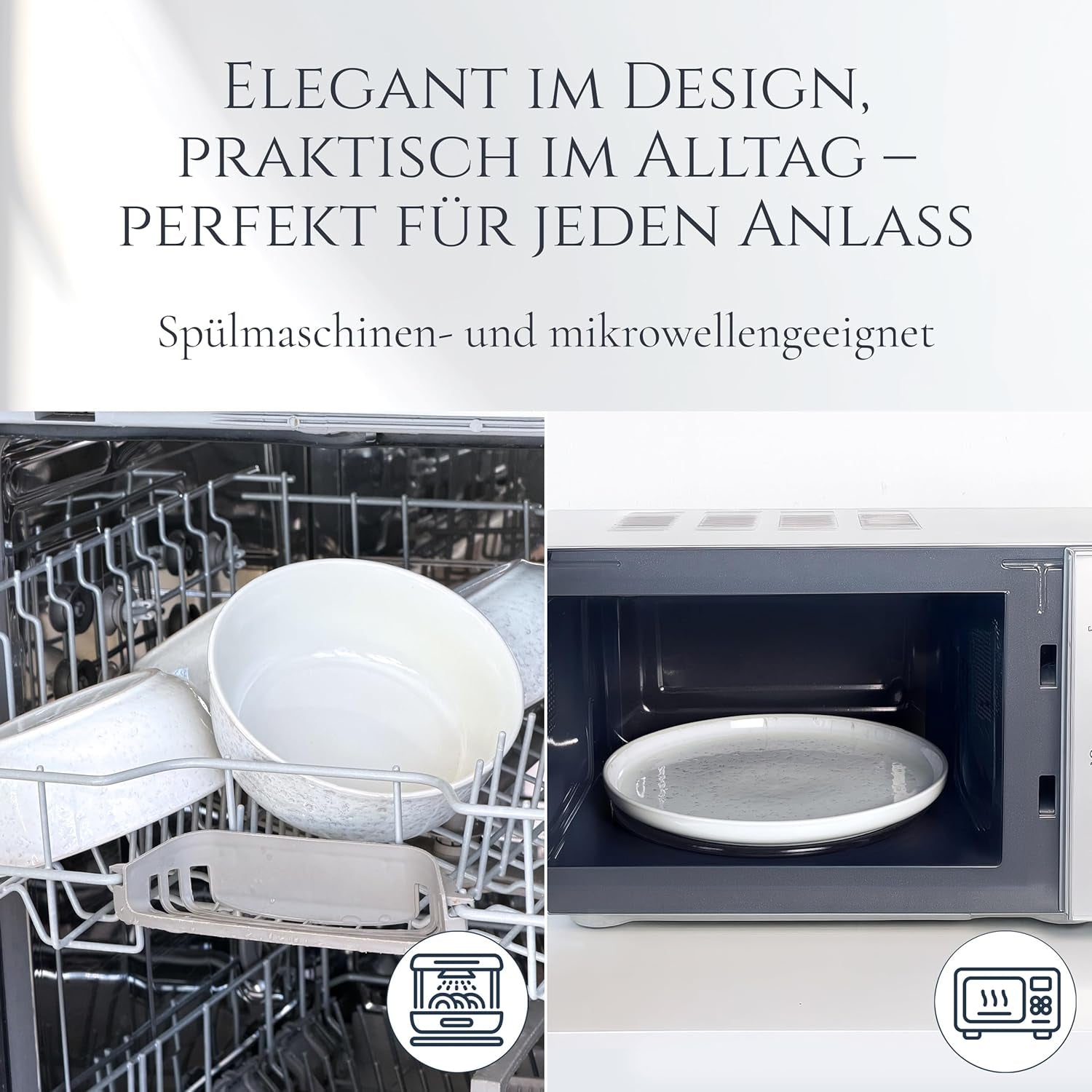 48-częściowy zestaw obiadowy z kamionki ceramicznej dla 12 osób, projekt Ibiza, ZWYCIĘZCA TESTU. Wspaniały śródziemnomorski zestaw zastawy stołowej z kamionki ceramicznej, zawierający miski i talerze. Zestaw zastawy stołowej Pure Living w kolorze beżowym.