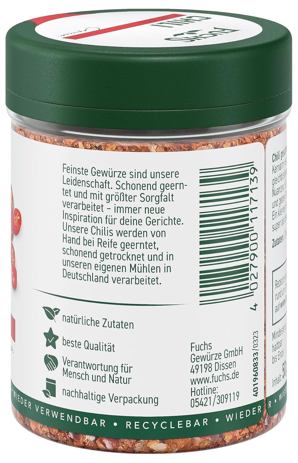 Fuchs Płatki Chili, 50 gramów Przyprawy Naty Shop