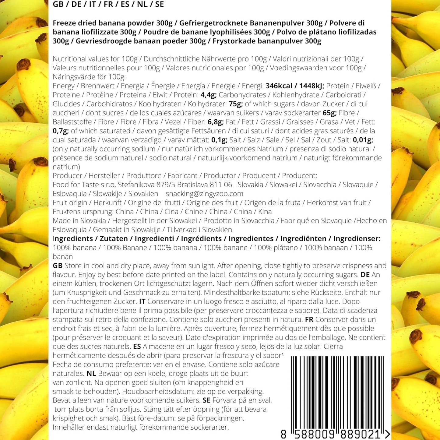 Liofilizowane banany w proszku | XL 300g Proszek owocowy Liofilizowany proszek bananowy | Do smoothie, pieczenia, ciasta | Liofilizowany banan | Owoce liofilizowane | ZingyZoo Proszek bananowy Naty Kup produkty suszone