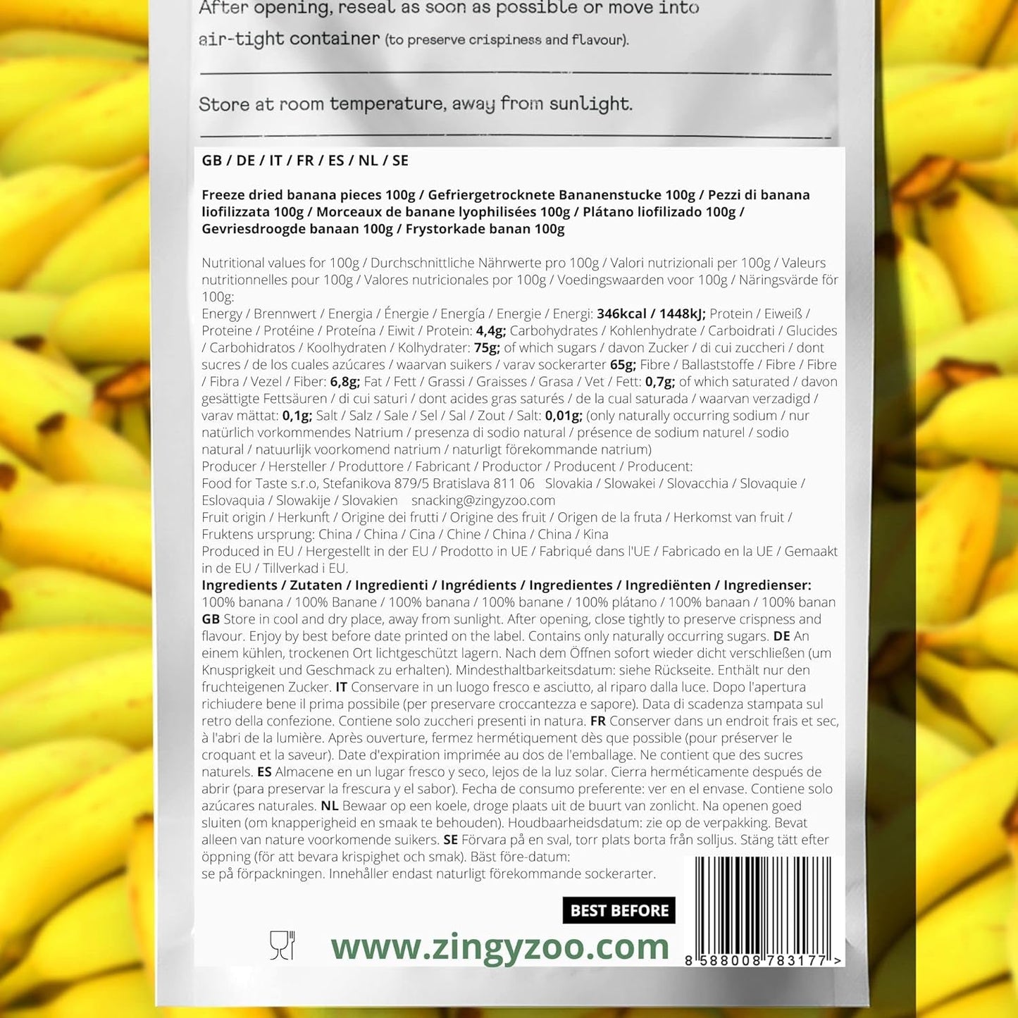 Liofilizowane banany | Opakowanie 120g Banany suszone bez cukru | Liofilizowany banan | Banany z suszonymi owocami | Świeże banany liofilizowane | Liofilizowane plasterki banana Naty Shop produkty suszone