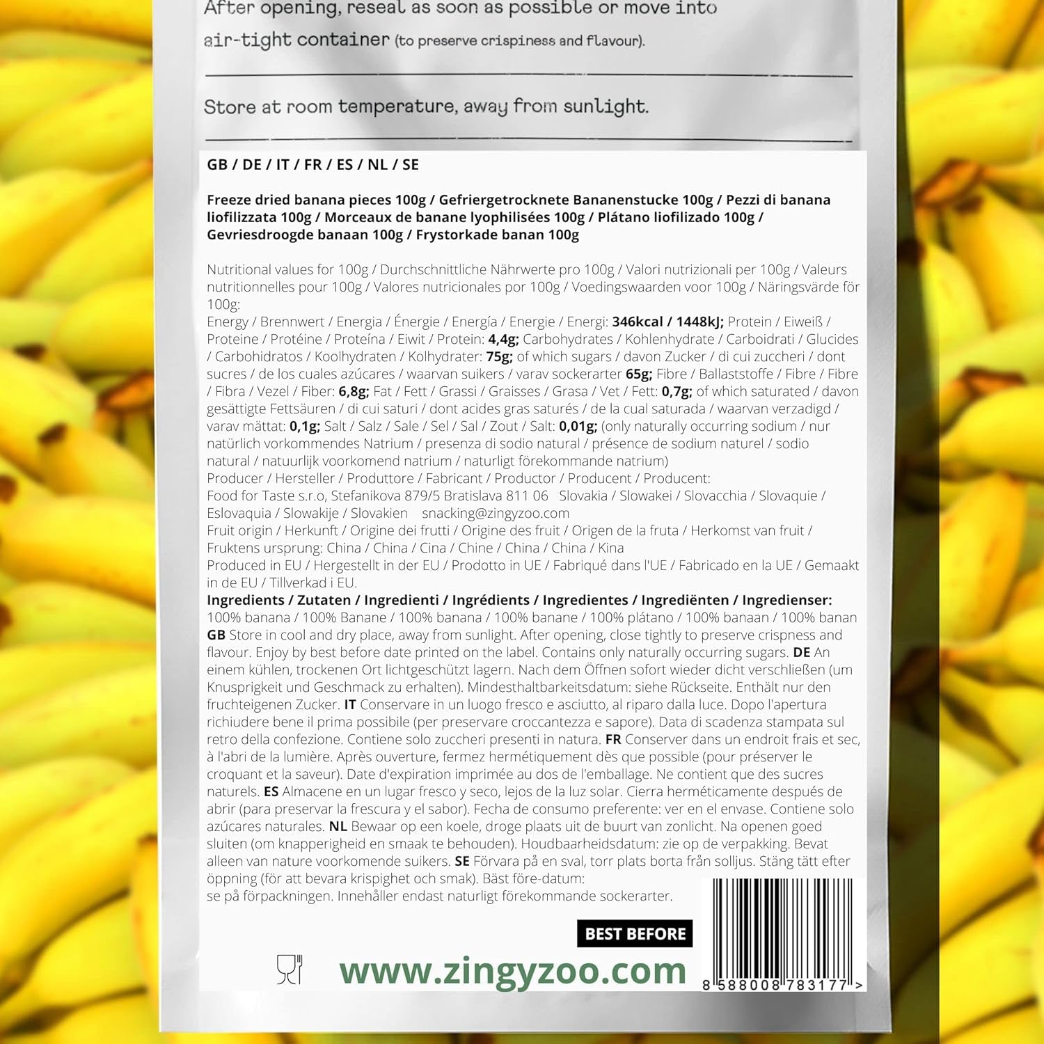 Liofilizowane banany | Opakowanie 120g Banany suszone bez cukru | Liofilizowany banan | Banany z suszonymi owocami | Świeże banany liofilizowane | Liofilizowane plasterki banana Naty Shop produkty suszone