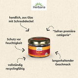 Herbaria Safran-Fäden bio 0,5g im Glas – Bio Saffron-Fäden aus dem bereicht Safran-Ort Taliouine in Marokko – Safranfäden in Premium Bio-Qualität – Saffron Premium - Safran premiera kategorii