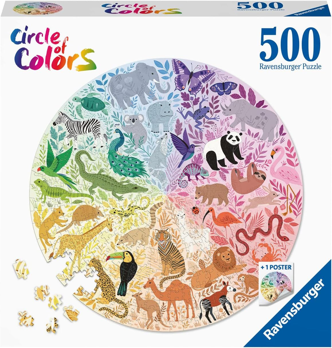 Ravensburger Puzzle 17172 Koło kolorów - Zwierzęta 500 elementów Puzzle Naty Shop Tytuł domyślny