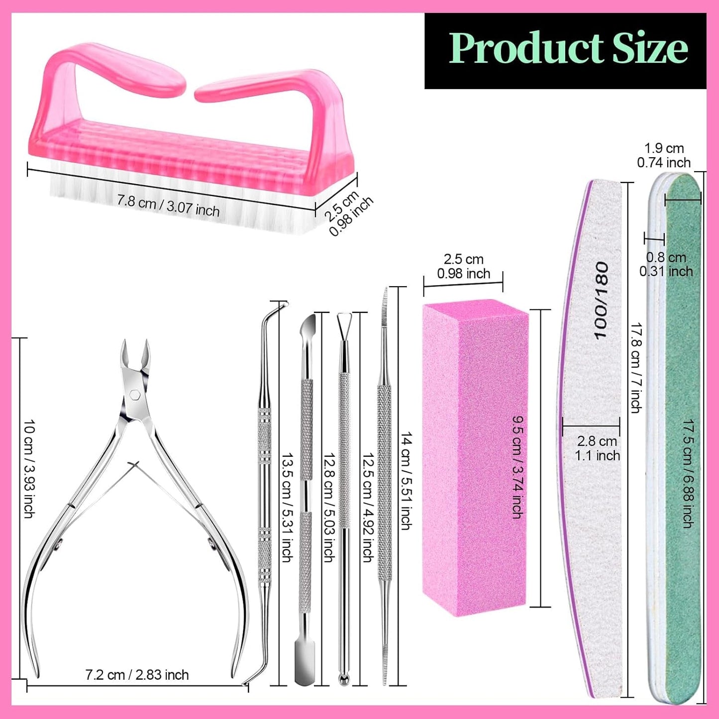 Zestaw do manicure FANDAMEI, Buffer Für Nägel, Nagelfeile 100/180, Nagelfeilen Für Gelnägel, Nagelhautschieber, Buffer Für Gelnägel, Feilen Für Gelnägel, Nagelzange, Zestaw Nagelfeilen, Zestaw do manicure i pedicure