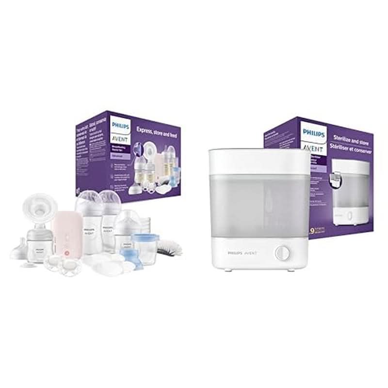 Laktator elektryczny Philips Avent, zestaw upominkowy Akcesoria Żywność i karmienie piersią Baby Naty Shop Opakowanie ze sterylizatorem Laktator Avent