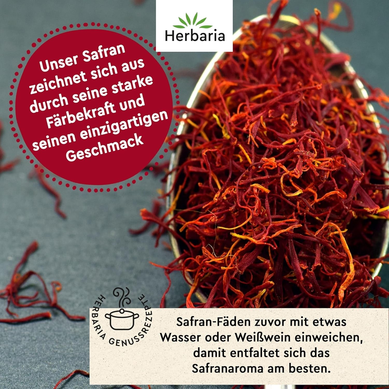 Herbaria Safran-Fäden bio 0,5g im Glas – Bio Saffron-Fäden aus dem bereicht Safran-Ort Taliouine in Marokko – Safranfäden in Premium Bio-Qualität – Saffron Premium - Safran premiera kategorii