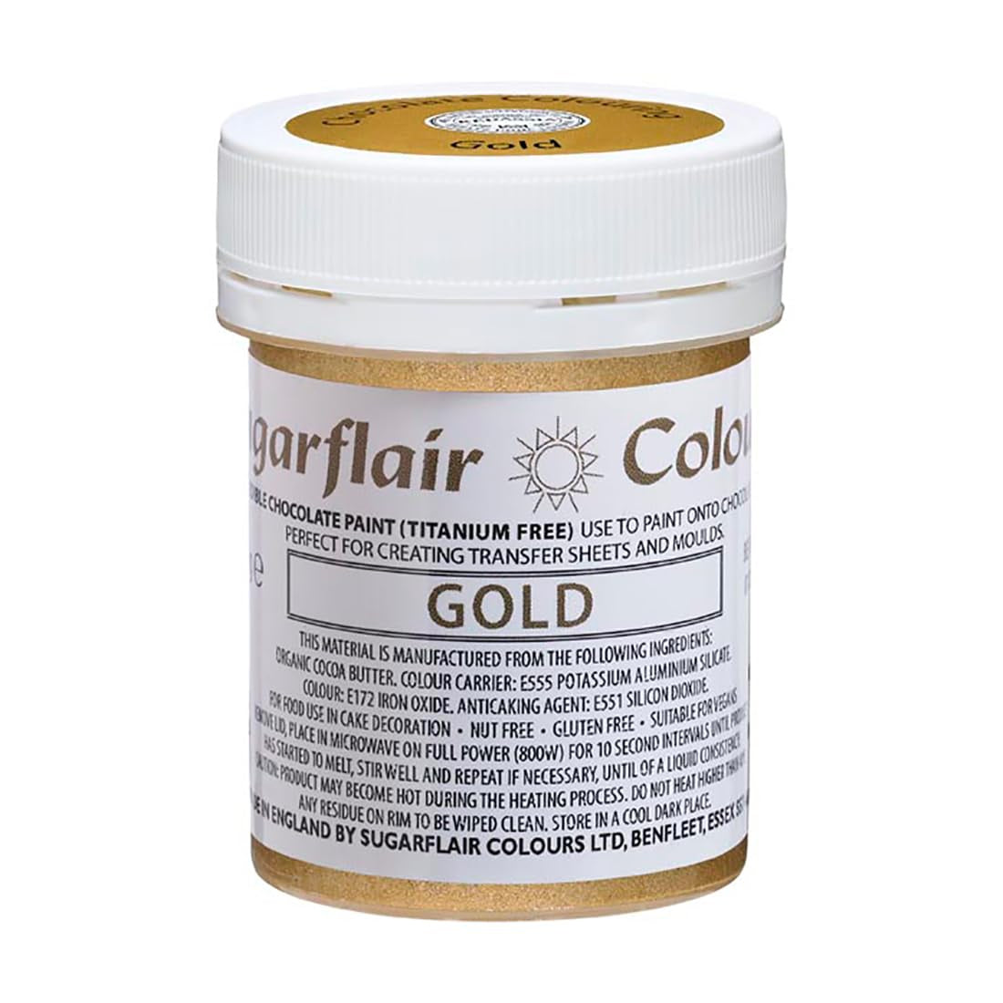 Barwnik spożywczy Sugarflair Chocolate Gold - Kolorowe organiczne masło kakaowe, barwnik czekoladowy do barwienia czekolady, praliny - 35 g
