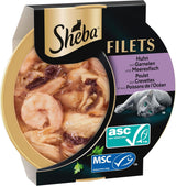 SHEBA Filety Katzenfutter Adult w sosie z kurczakiem, Hochseefisch i Garnelen 16 x 60 g w skorupce