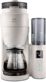 Melitta AromaFresh Therm Pro X - Ekspres do espresso z filtrem, zintegrowanym młynkiem, wyjmowanym zbiornikiem na wodę, dzbankiem termicznym ze stali nierdzewnej i funkcją timera, na maksymalnie 8 filiżanek kawy, czarno-srebrny