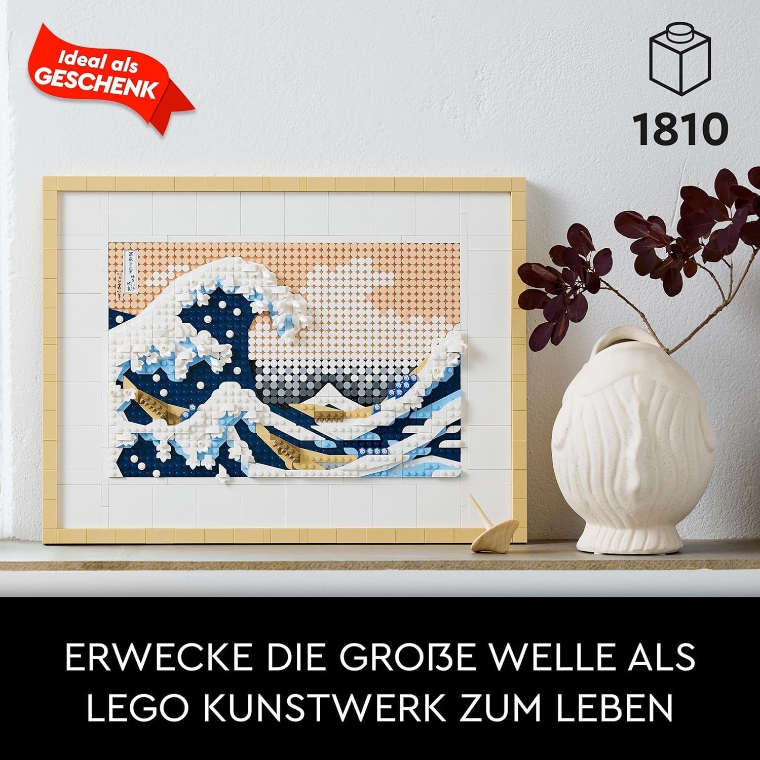 LEGO 31208 Art Hokusai - Wielka fala 3D Japońskie dekoracje ścienne Zestaw do rękodzieła Oprawione płótno oceaniczne Hobby dla dorosłych DIY Dekoracje domowego biura Zestawy do budowania Besuche w sklepie LEGO