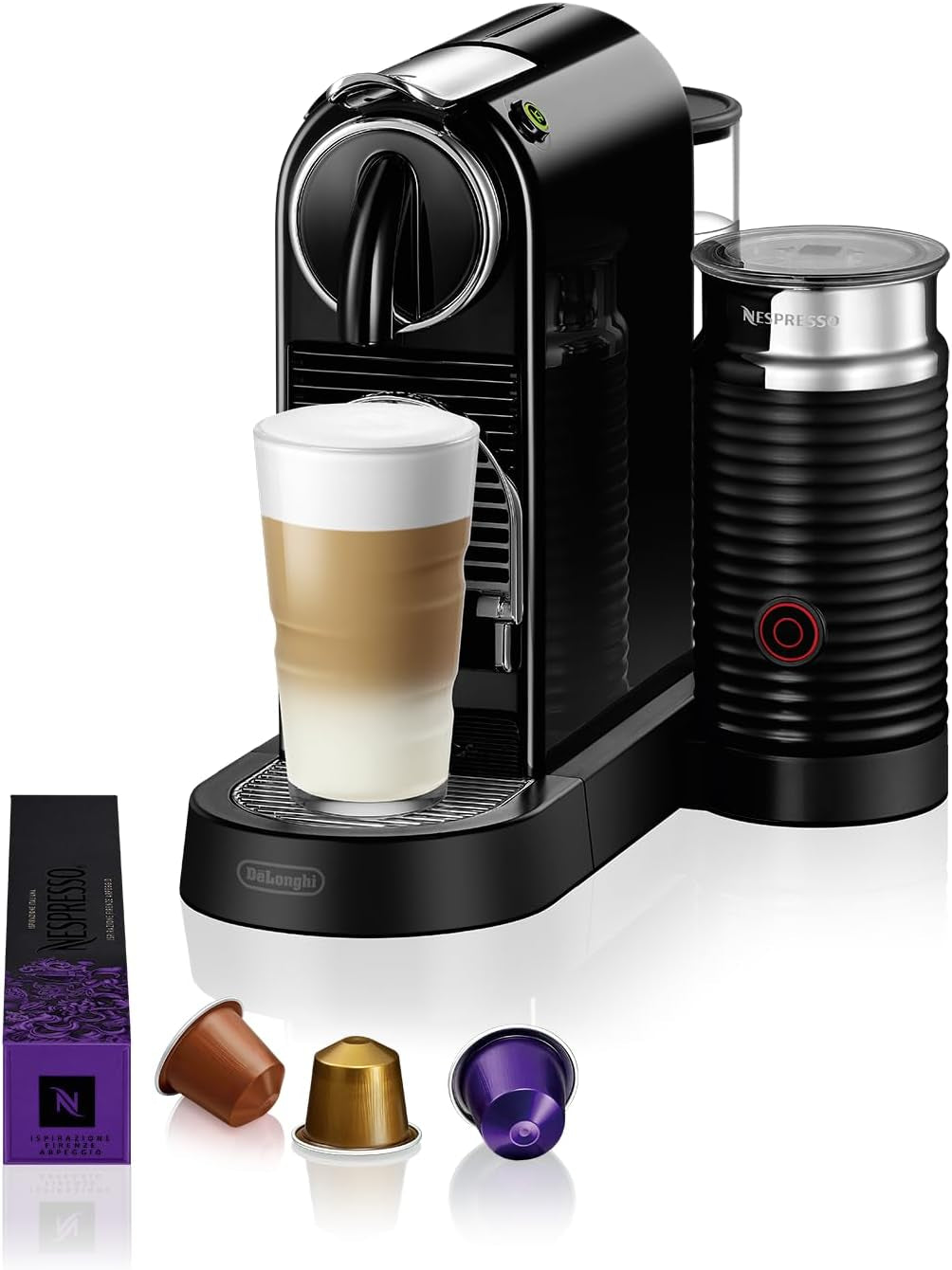 Ekspres na kapsułki Nespresso EN167.W Citiz, pompa wysokociśnieniowa i idealna kontrola temperatury, bez Aeroccino (spieniacza do mleka), funkcja oszczędzania energii, 1260 W, kremowo-biały, 37,4 x 11,9 x 25,5 cm