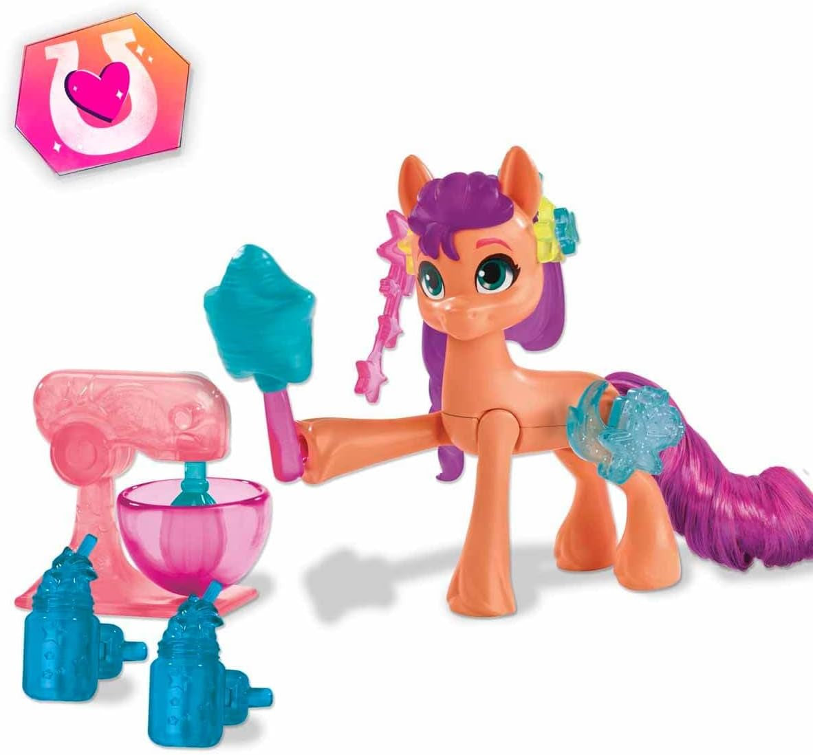 My Little Pony - Odkryj swojego błyszczącego kucyka: Beauty Mark Magic Sunny Starscout, Kucyk od kopyta do serca 7,5 cm, wiek 5+, F5250, wielokolorowy