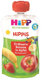 HiPP Organic dla Dzieci HiPPiS Truskawka Banan w Jabłku - Theo Toucan, 100g