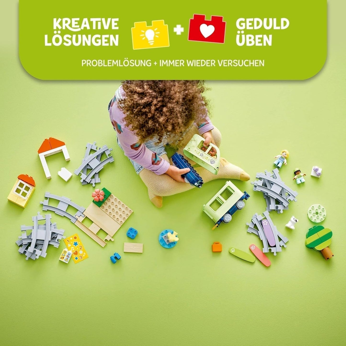 Interaktywny pociąg przygód LEGO DUPLO, zestaw ze światłami i dźwiękami do odgrywania ról, pozwala dwulatkom budować tory, edukacyjna zabawka dla przedszkolaków 10427 Zestawy do budowania Besuche den LEGO-Store