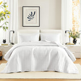 Zestaw kołder Comfort Spaces Kienna, luksusowe podwójne szwy, koc letni, lekki, miękki, pościel całoroczna, dopasowana poszewka na poduszkę, biały, koc na łóżko typu king-size (264,2 x 228,6 cm), kołdry i kołdry Naty Shop biały duży rozmiar king (120 "X 118")