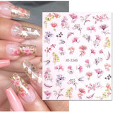 JMEOWIO Nagelsticker Frühling Blume 12 Blatt Nail Art Naklejka Selbstklebend Nagelaufkleber Blätter Dekoration Nageldesign Zubehör