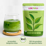 Lebepur BIO Matcha w proszku 100G - Najwyższa jakość z Japonii Bez dodatków - 100% czysta zielona herbata w proszku do Matcha Latte, herbaty Matcha, zielonej herbaty, smoothie - japońska zielona herbata