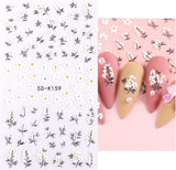 JMEOWIO 3D Nagelsticker Frühling Blumen 5 Blatt Nagelaufkleber 5D Stereoskopisch Selbstklebend Bunte Blüte Nail Art Naklejka Dekoracja Nageldesign Zubehör
