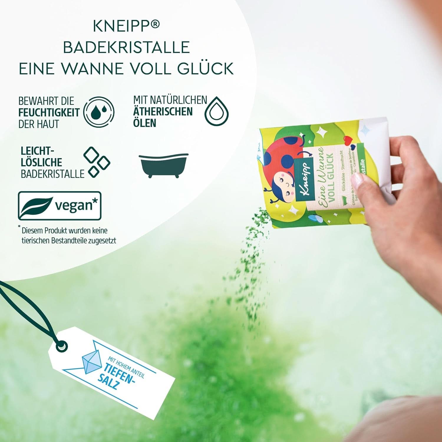 Kneipp, kryształki do kąpieli z naturalnymi ekstraktami z owoców gwiaździstych i koniczyny szczęścia, z dużą zawartością soli Luisenhaller, 60 gramów Prysznic i kąpiel Naty Shop