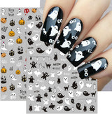 8 Blatt Nagelsticker Halloween Nagelaufkleber Selbstklebend Niedliches Kürbis-Schädel-Spinnennetz Niedlichen Kinder Geist Nail Art Naklejka Dekoration Nageldesign Zubehör