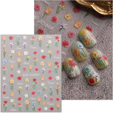 JMEOWIO 3D Nagelsticker Blumen Nail Art Naklejka Selbstklebend Nagelaufkleber 5D Stereoskopisch Frühling Sommer Blumen Dekoration Nageldesign Zubehör 4 Blatt
