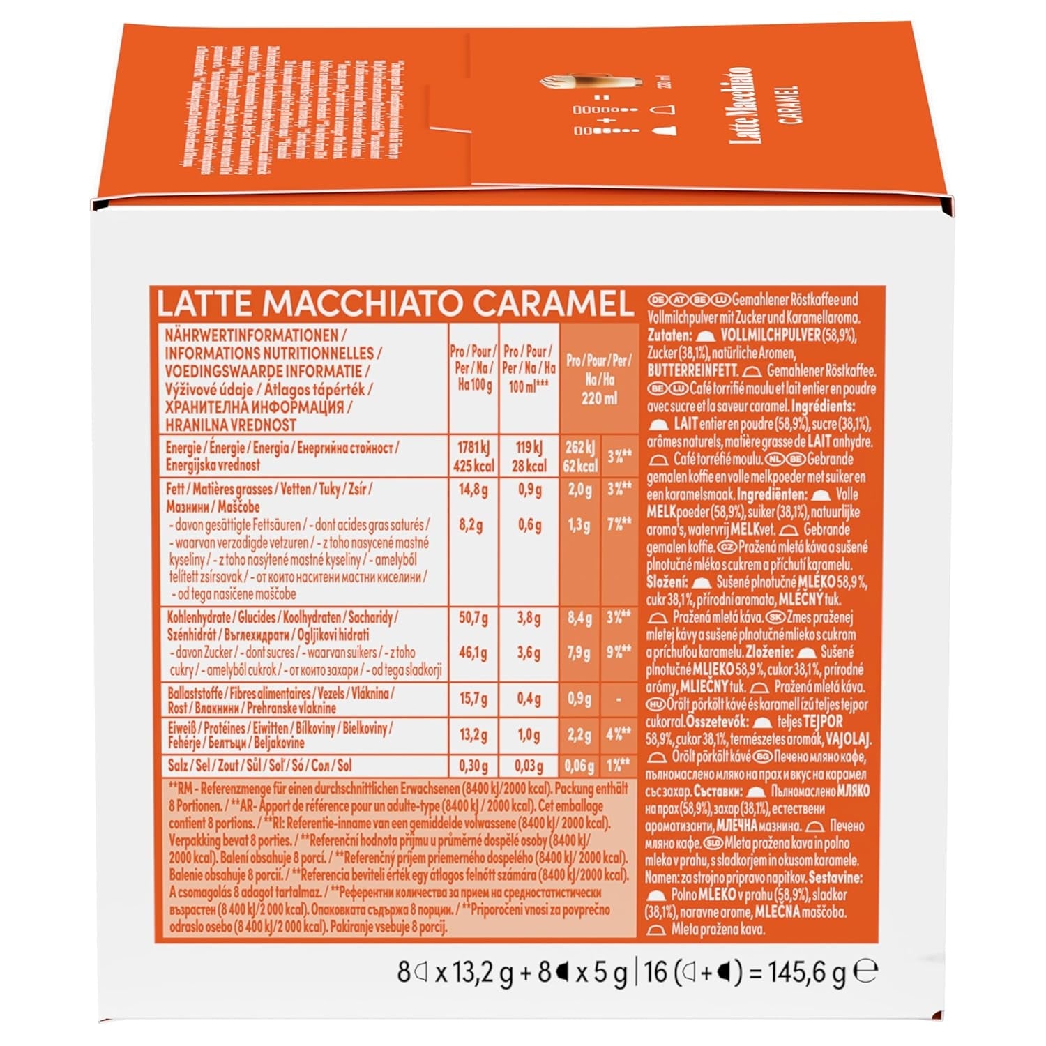 NESCAFÉ DOLCE GUSTO Latte Macchiato Caramel Kaffeekapseln Pakiet 6 sztuk (6 x 16 Kapseln)