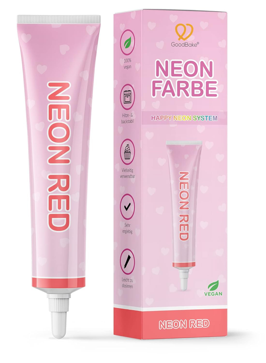 Goodbake Neonlebensmittelfarben 6 Farben Set – Intensywny Lebensmittelfarbe – Lebensmittelfarbpaste – Zum Einfärben Von Torten, Fondant, Buttercreme Uvm. – 100% wegańskie Naty Sklep Neon Rot