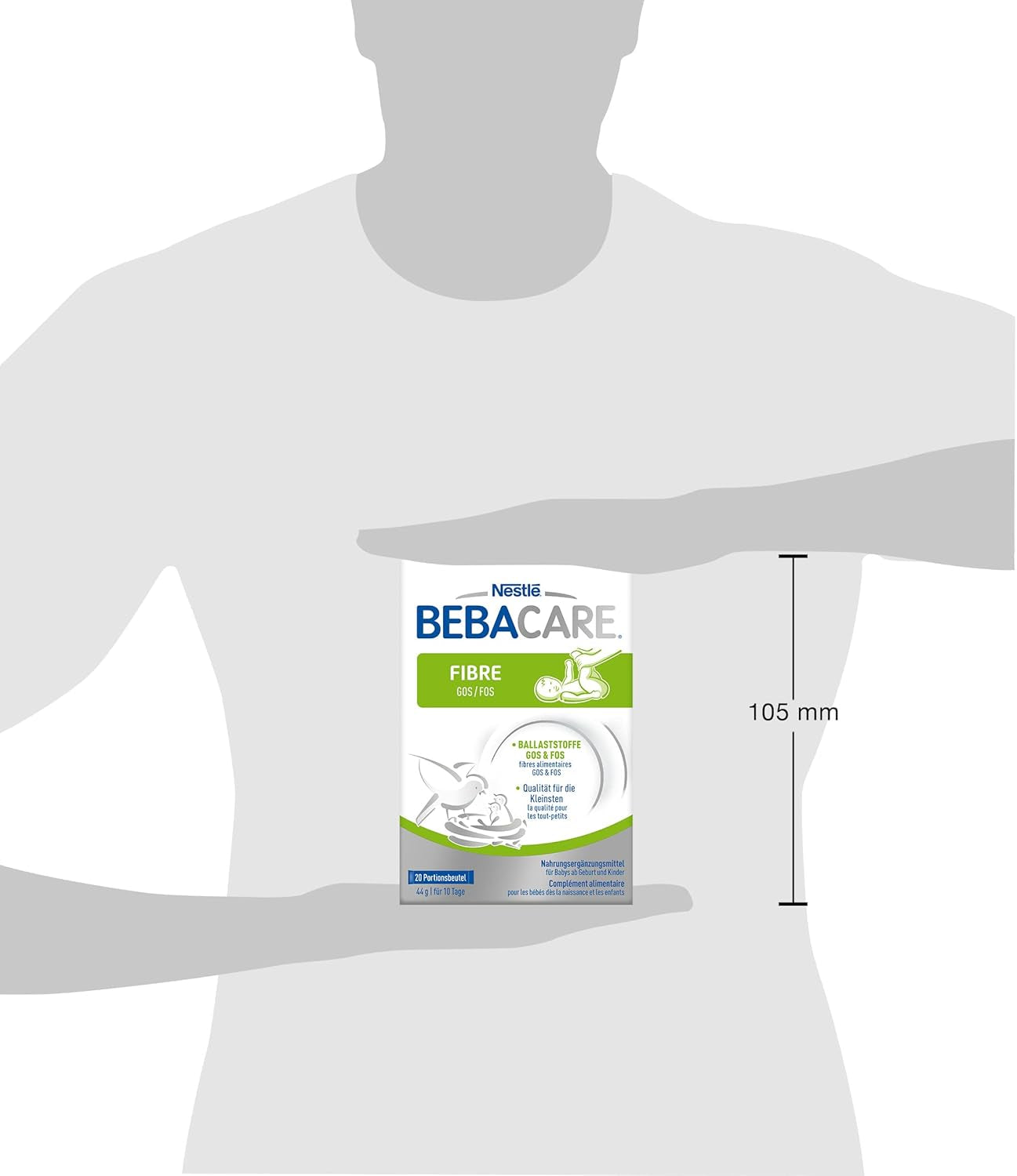 BEBACARE FIBER bezglutenowy suplement diety na łagodne trawienie, suplement diety dla niemowląt od urodzenia i małych dzieci, 1x (20 x 2,2g)