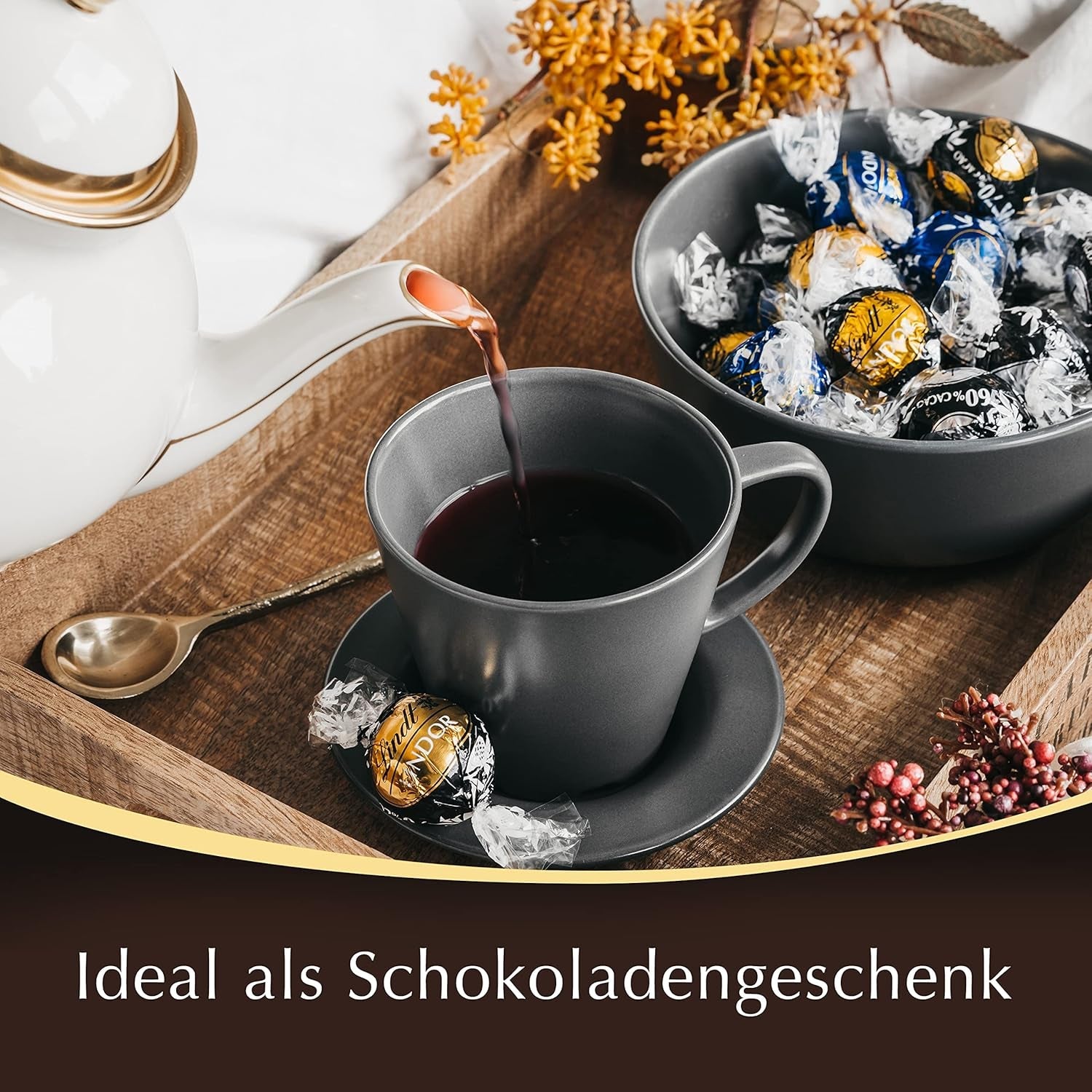Kulki czekoladowe Lindor 70% ekstra ciemnego kakao | Worek 137g | Około. 10 kulek delikatnej ciemnej czekolady z rozpływającym się w ustach nadzieniem | Prezent czekoladowy | Czekoladowy prezent