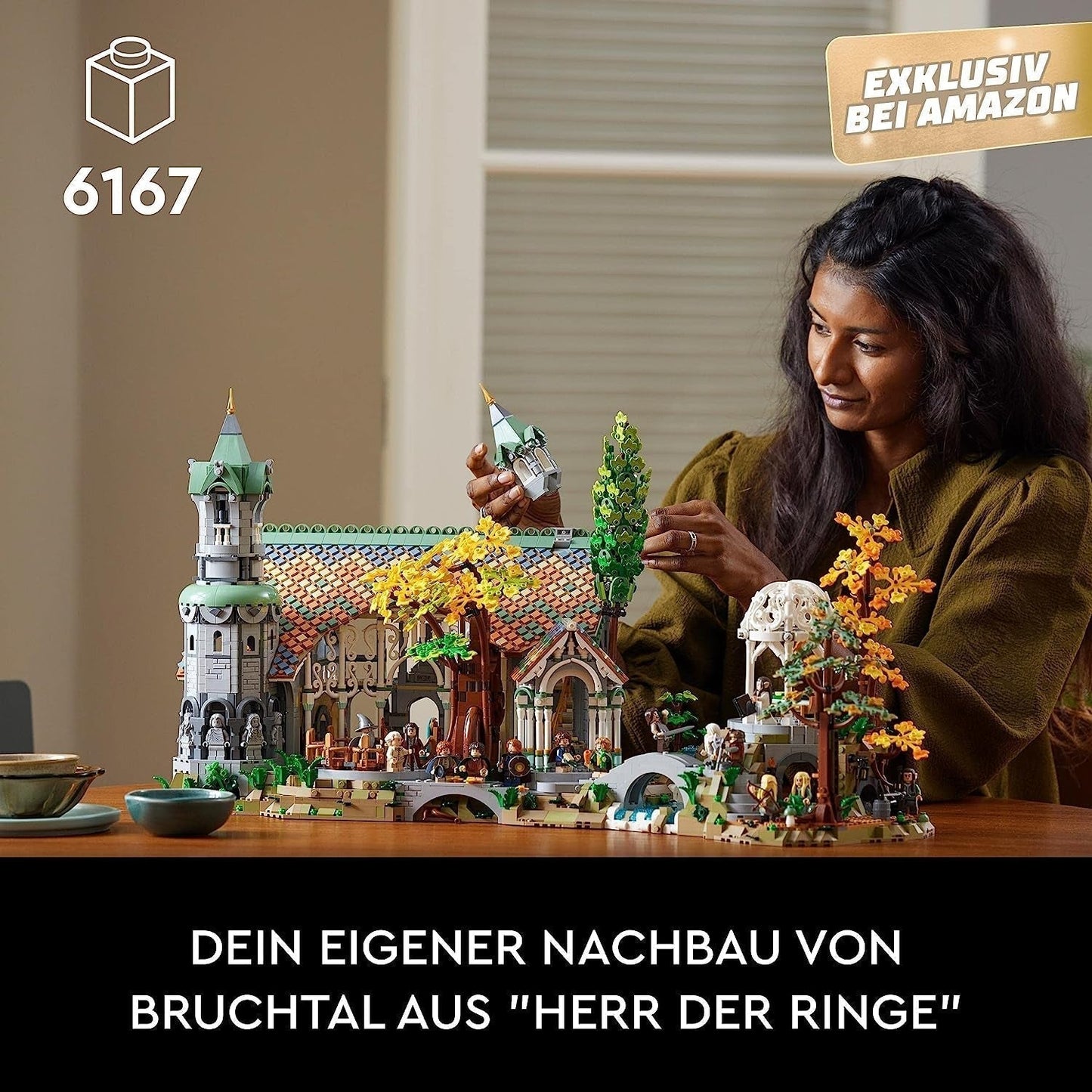 LEGO Icons Władca Pierścieni: Rivendell — kolekcja dla dorosłych i zestaw ekspozycyjny zawierający 15 unikalnych minifigurek, w tym Gandalfa, Legolasa, Aragorna i Froda, wyłącznie na Amazon — 10316 Zestawy do budowania Besuche den LEGO-Store
