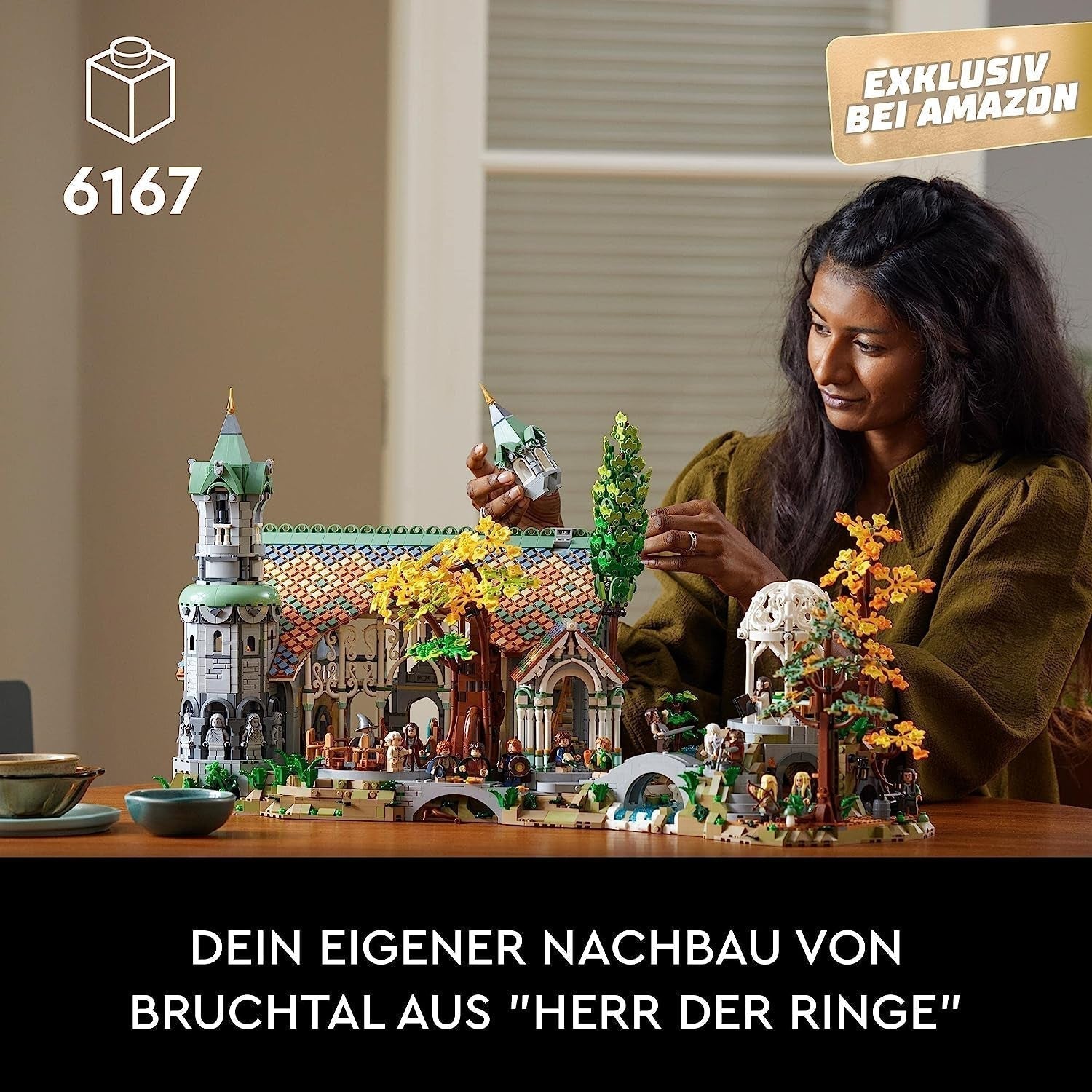 LEGO Icons Władca Pierścieni: Rivendell — kolekcja dla dorosłych i zestaw ekspozycyjny zawierający 15 unikalnych minifigurek, w tym Gandalfa, Legolasa, Aragorna i Froda, wyłącznie na Amazon — 10316 Zestawy do budowania Besuche den LEGO-Store