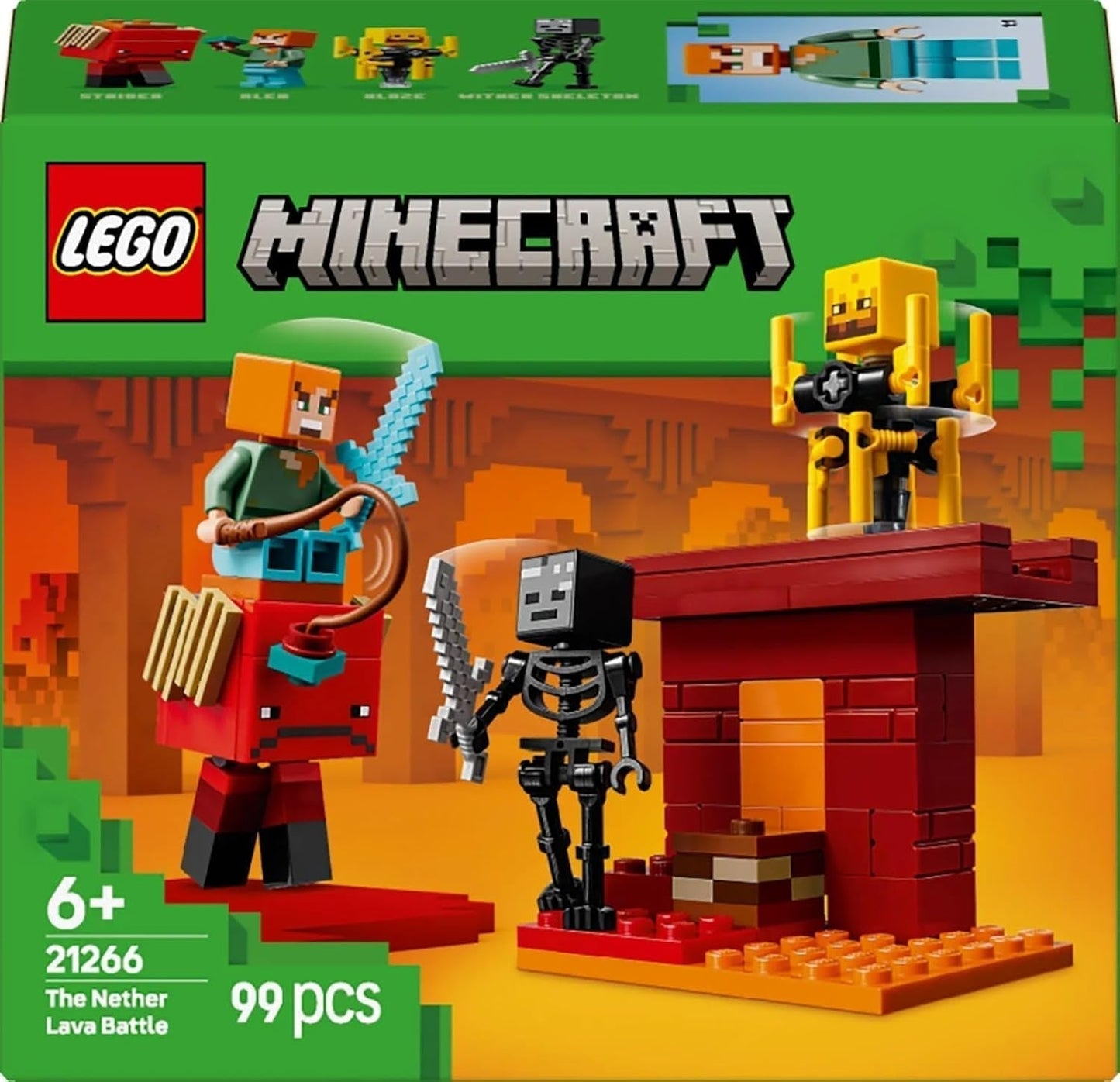 LEGO Minecraft Pojedynek lawowy w głębinach, zabawka dla fanów gier wideo, forteca z minifigurkami, w tym Alexem, szkieletem Witherem, Lohe i Striderem, prezent dla dziewcząt i chłopców w wieku 6 lat 21266 Zestawy do budowania Szukaj w sklepie LEGO