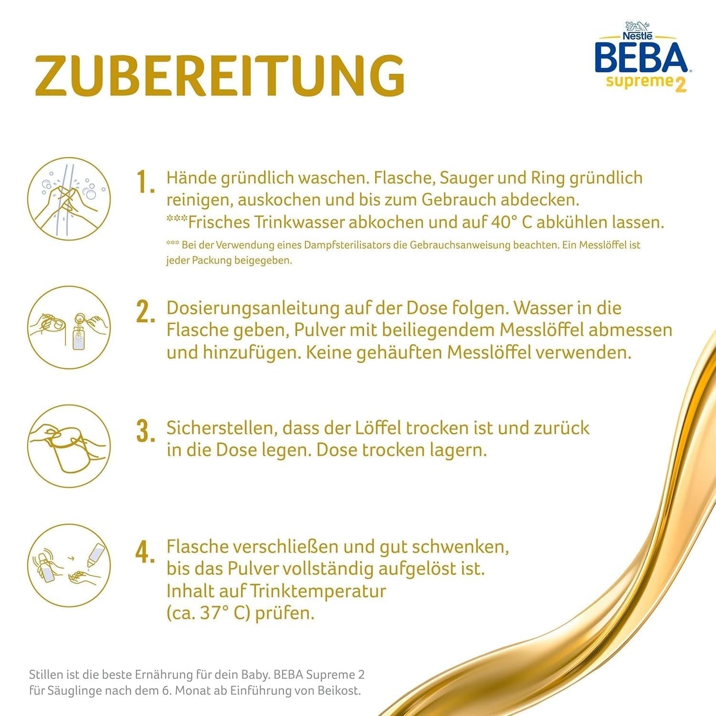 BEBA SUPREME 2 Mleko następne po 6 miesiącu, tylko laktoza, bez oleju palmowego, opakowanie 6 szt. (6 x 800 g) Naty Shop