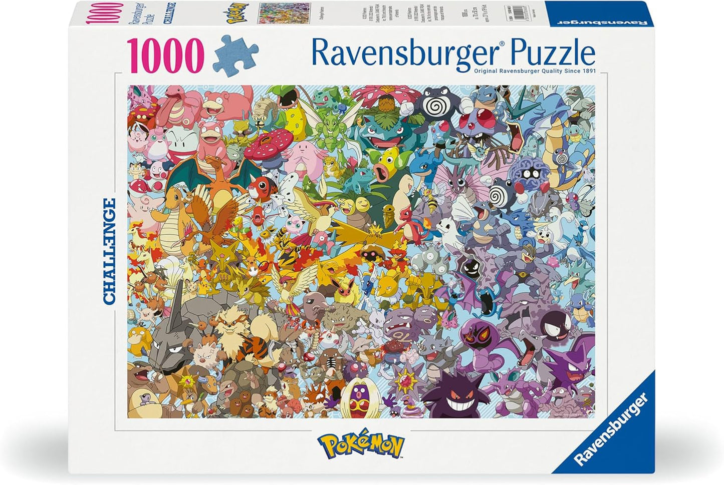 Ravensburger Puzzle 1000 Pieces 12000460 Challenge Pokémon - Wszystkie 150 Pokémonów z pierwszej generacji jako wymagająca łamigłówka dla dorosłych i dzieci w wieku 14 lat i starszych Puzzle Naty Shop