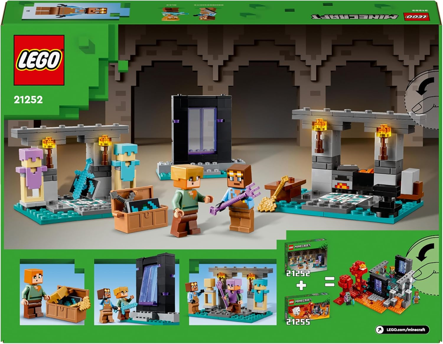 Zestaw LEGO Minecraft Zbrojownia z figurkami bohaterów, zabawkową bronią i figurką Alexa, zabawka akcji dla chłopców i dziewcząt, prezent dla graczy i dzieci w wieku 7 lat 21252 Zestawy do budowania Besuche w sklepie LEGO