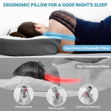 Elviros Memory Foam Poduszka ortopedyczna Poduszka przeciwbólowa szyi Poduszka do spania Ergonomiczna poduszka pod szyję Poduszka podtrzymująca szyję Poduszka przeciw chrapaniu dla osób śpiących na boku Podkładki żołądkowe Białe poduszki ortopedyczne szyjki macicy Naty Shop