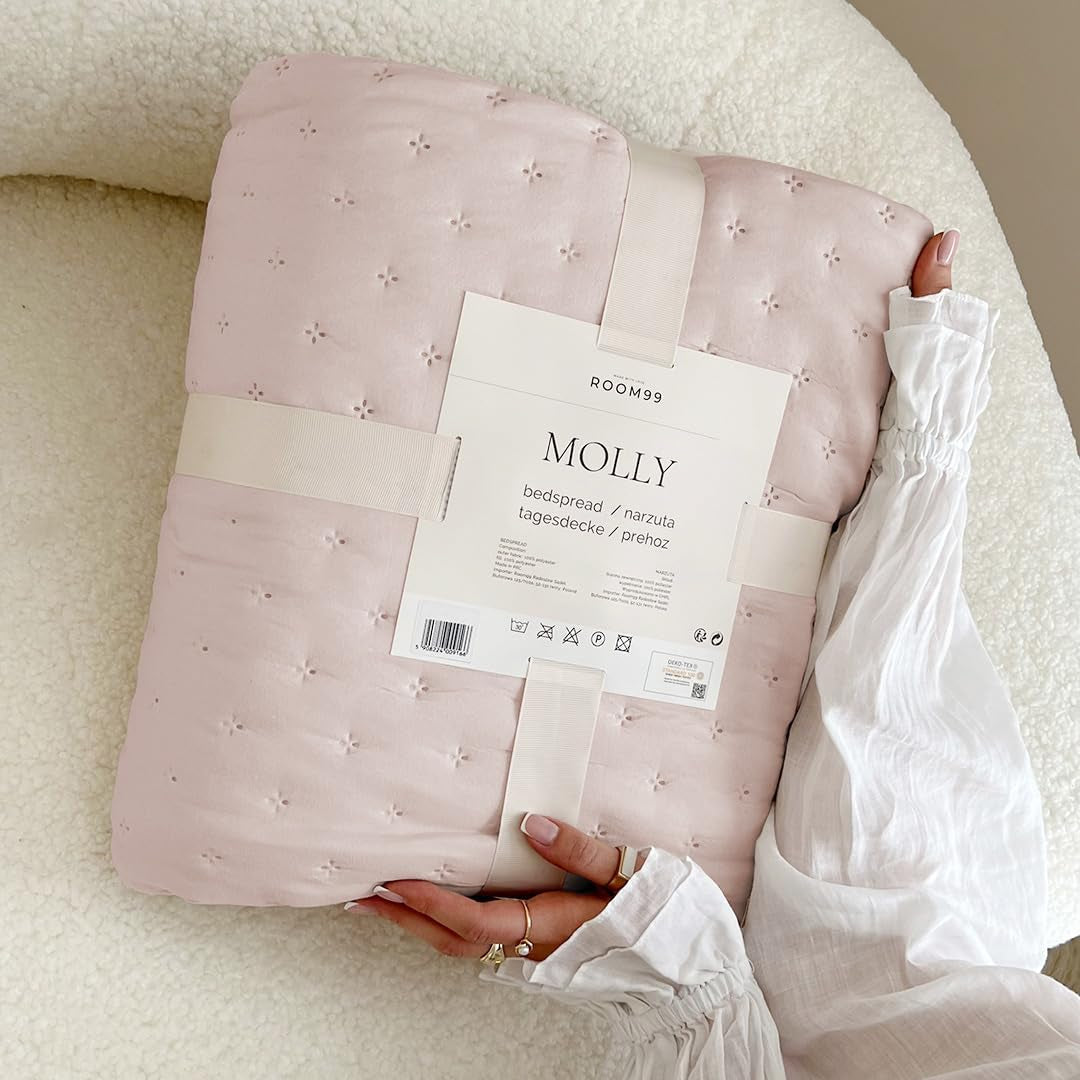 Molly Elegancka narzuta na łóżko w kolorze pudrowego różu 170 x 210 cm Narzuta Wszechstronna jako narzuta na łóżko lub narzuta na sofę Styl koca na łóżko i sofę Idealny jako narzuta na łóżko Łóżka i koce Besuche den ROOM99-Store