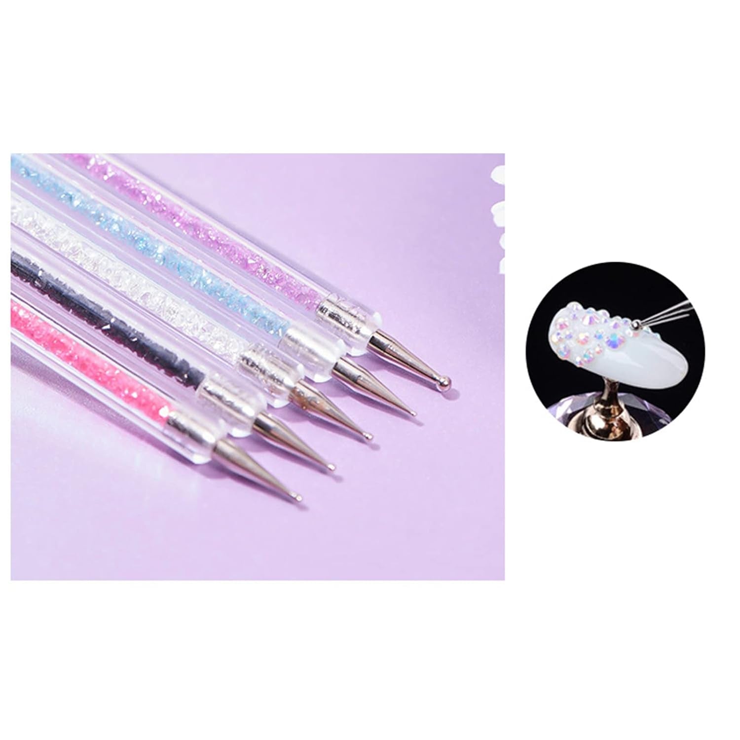 Zestaw 5 Stück Nagel Pinsel, Nageldesign Pinsel, Narzędzia do zdobienia paznokci, Profesjonalny długopis akrylowy z podwójną końcówką do zdobienia paznokci DIY