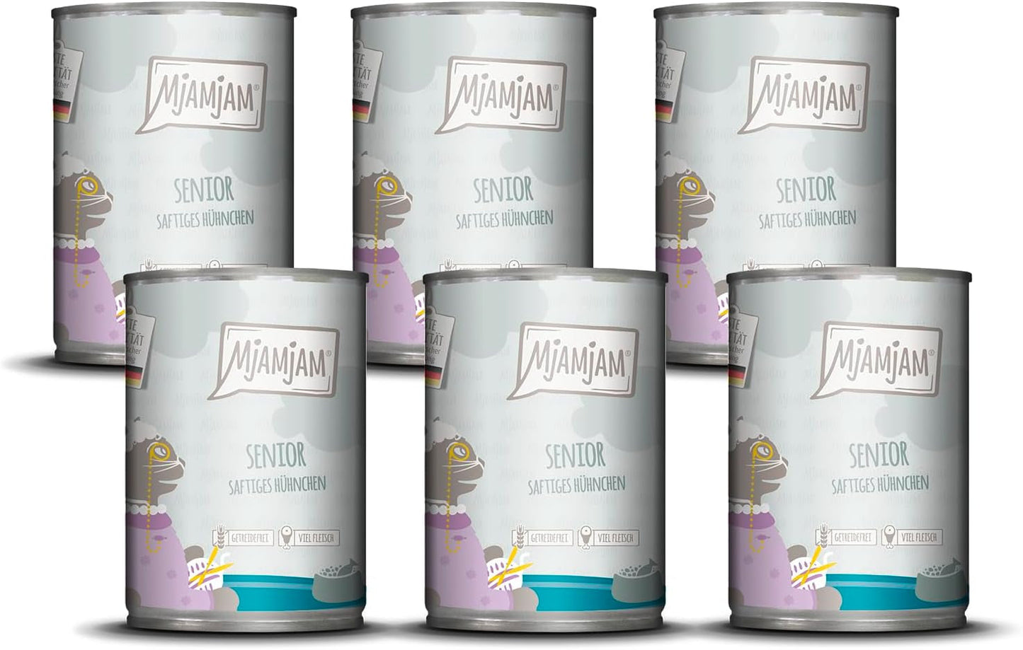 MjAMjAM - Mokra karma premium dla kotów - Senior - soczysty kurczak, opakowanie 6 szt. (6 x 400g), bez zbóż