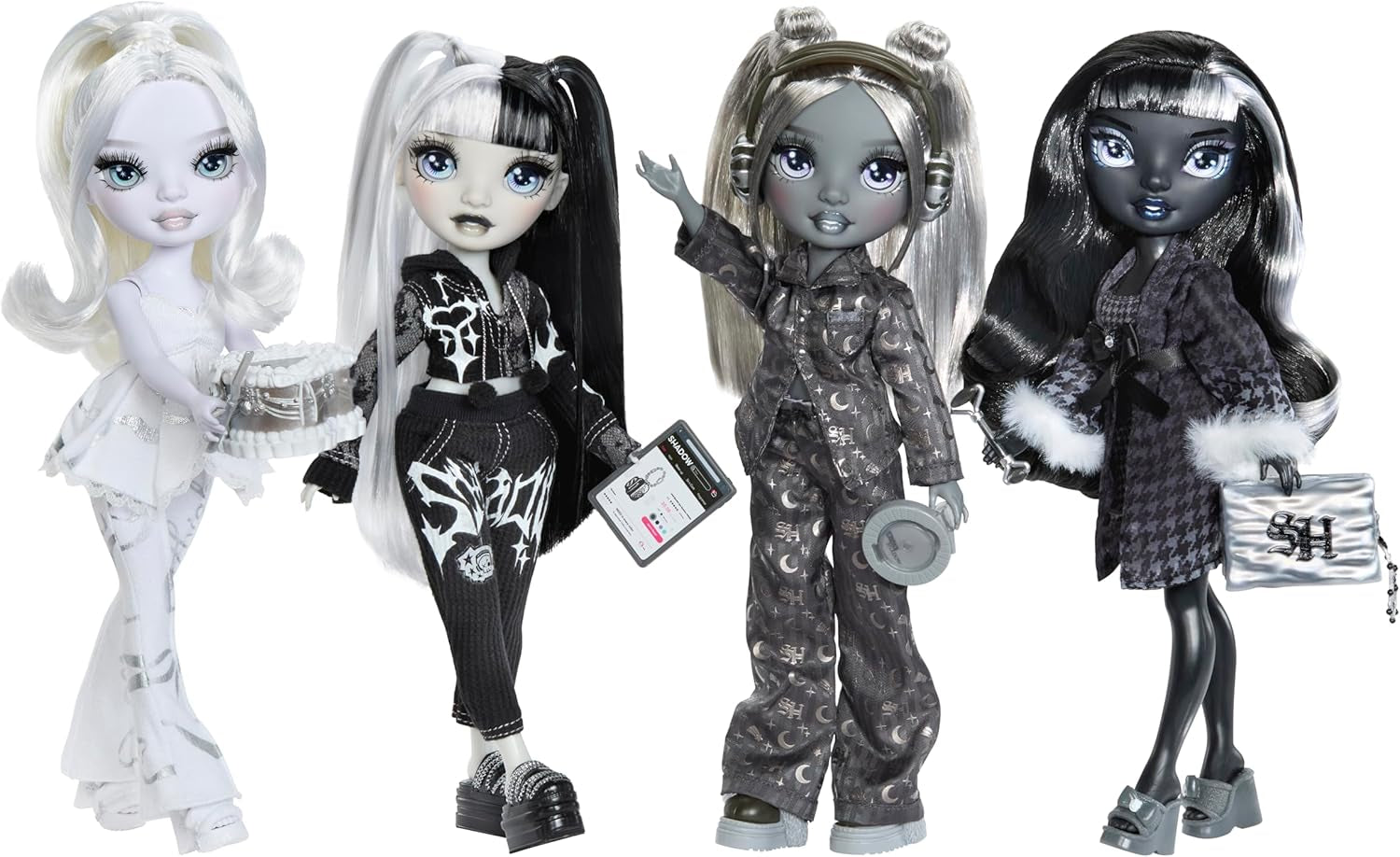 Girls Night Rainbow High Shadow High - Heather Grayson - 28 cm modna lalka w odcieniach szarości, czerni i bieli oraz strój z akcesoriami i grzebieniem - Dla kolekcjonerów i dzieci w wieku 6 lat i starszych