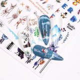 10 Blatt Nagelsticker Weihnachten Nagelaufkleber Selbstklebend Bule White Pine Tree Rentier Nail Art Naklejka Dekoration Nageldesign Zubehör