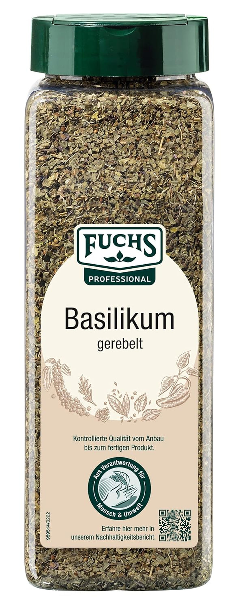- Basilikum gerebelt | Mediterranes Gewürzkraut für Großverbraucher | Mit praktischem Streuaufsatz | 150 g dużego Streuera